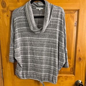 Green Envelope Charcoal and White Cowl Neck Sweater